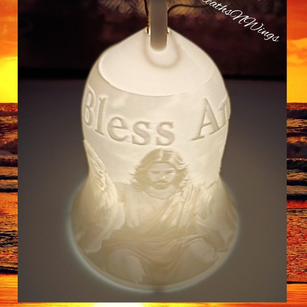 3D Printed Jesus Lithophane Lighted Bell, Christian Night Light, Religious Gift
